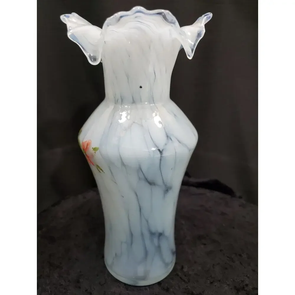 Vintage Art Glass Vase Ruffled Lip Shouldered Circa 1950s